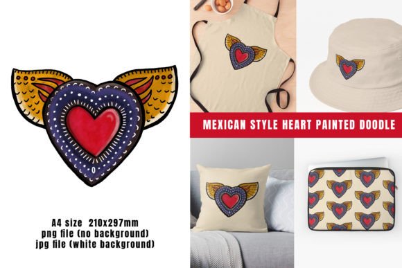 Download Mexican Style Painted Heart Doodle - Art Collection