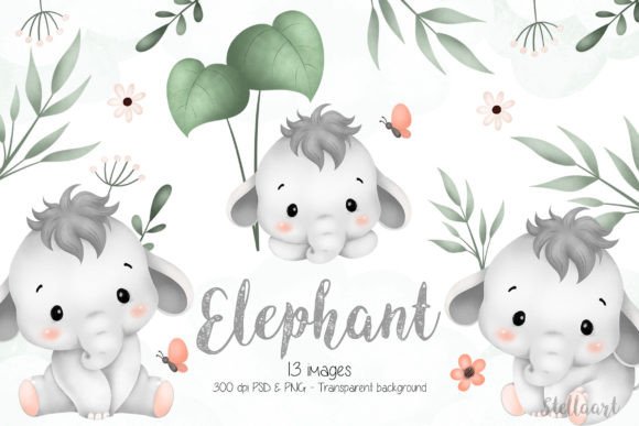Download Elephant and Tropical Leaves Clipart - Art Collection