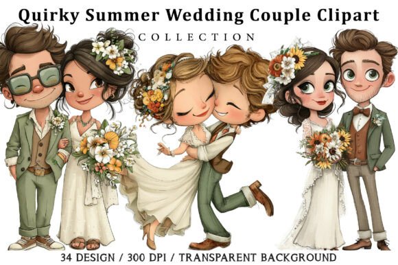 Download Quirky Summer Wedding Couple Clipart - Art Collection