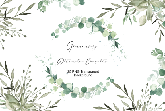 Download Greenery Bouquets Watercolor Clipart - Art Collection